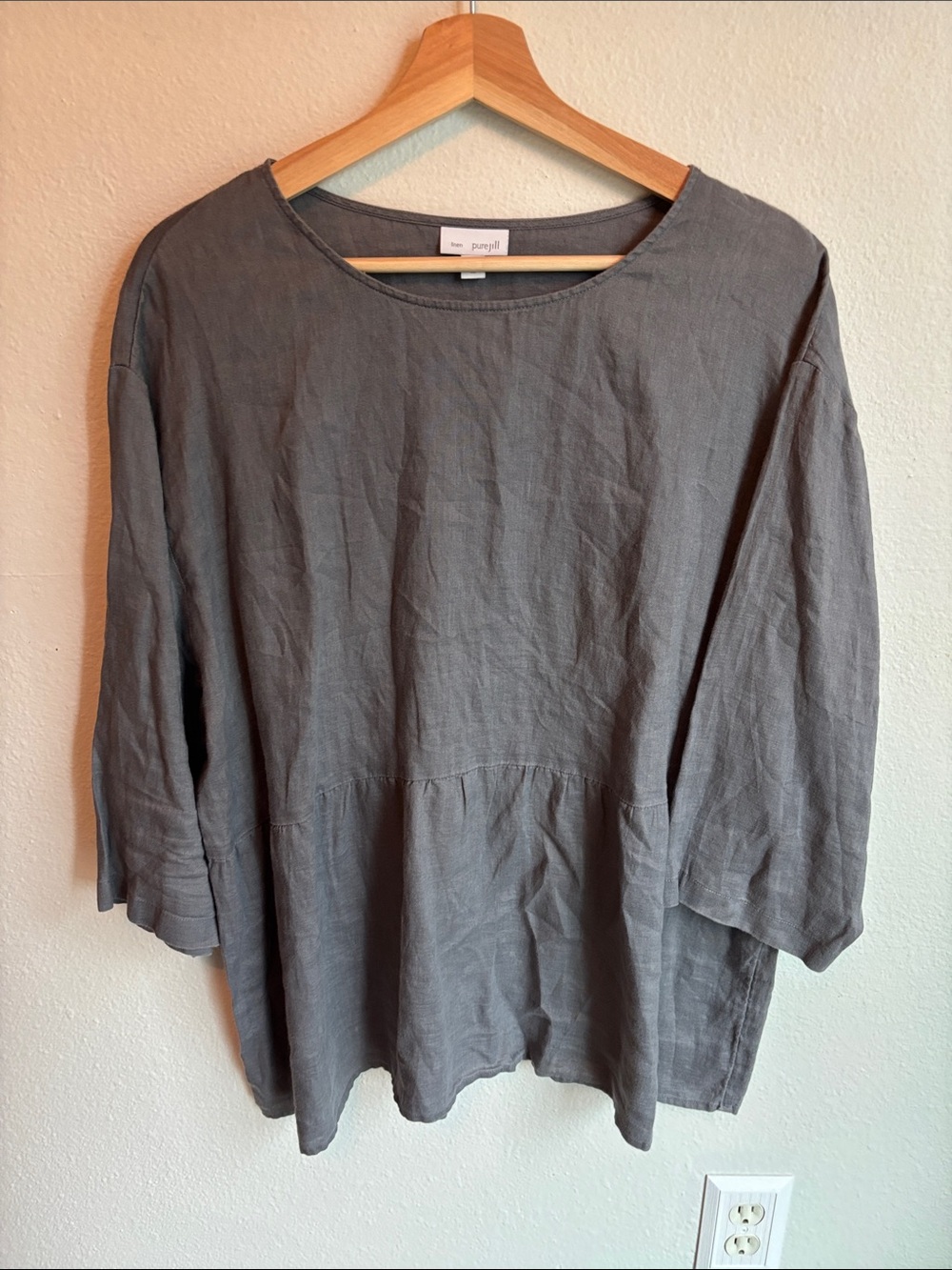 J. JILL Pure Jill 100% Linen Peplum Shirt XL